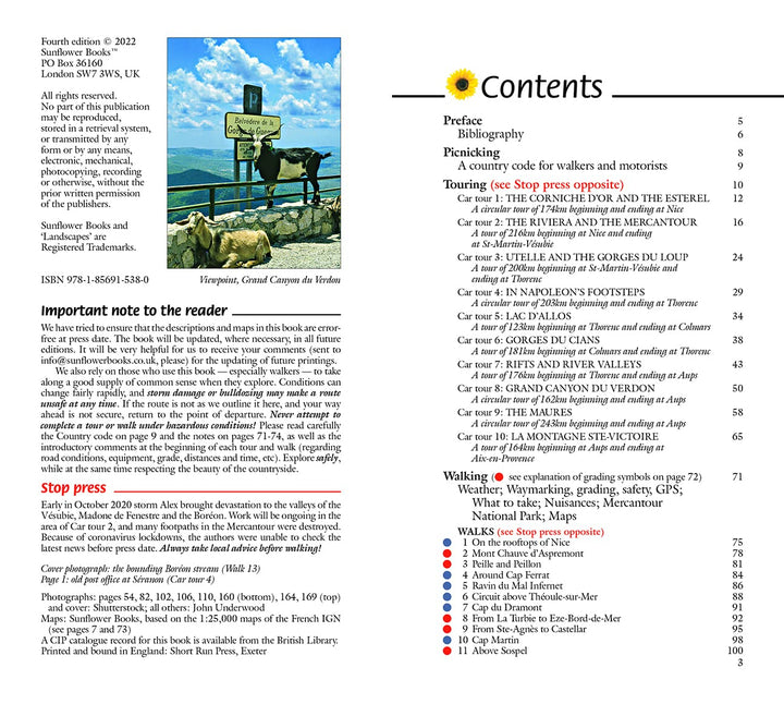 Guide de randonnées (en anglais) - Provence East - Côte d'Azur to the Alps | Sunflower guide de randonnée Sunflower 