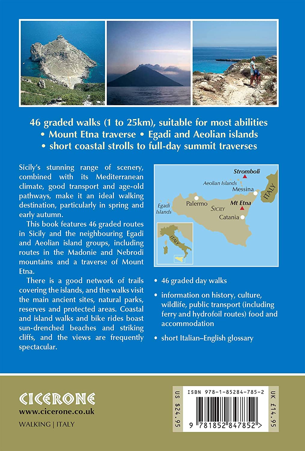 Guide de randonnées (en anglais) - Sicily, including Mt Etna & the Egadi & Aeolian Islands | Cicerone guide de randonnée Cicerone 