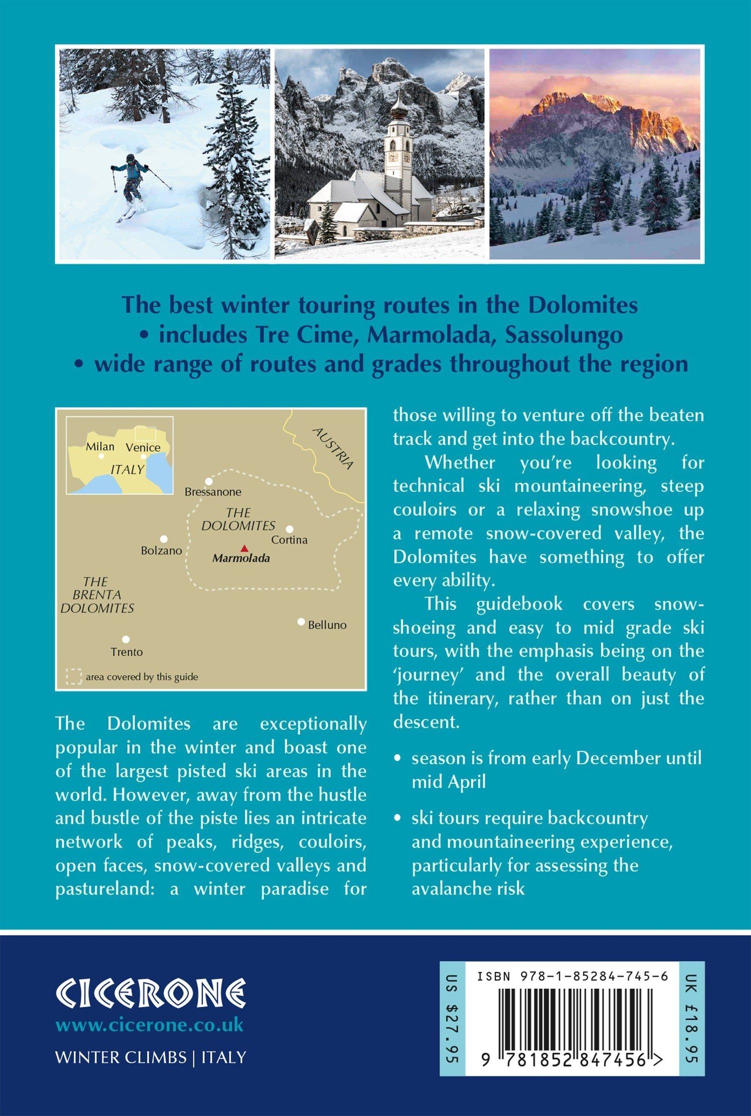 Guide de randonnées (en anglais) - Ski Touring & Snowshoeing in the Dolomites | Cicerone guide de randonnée Cicerone 