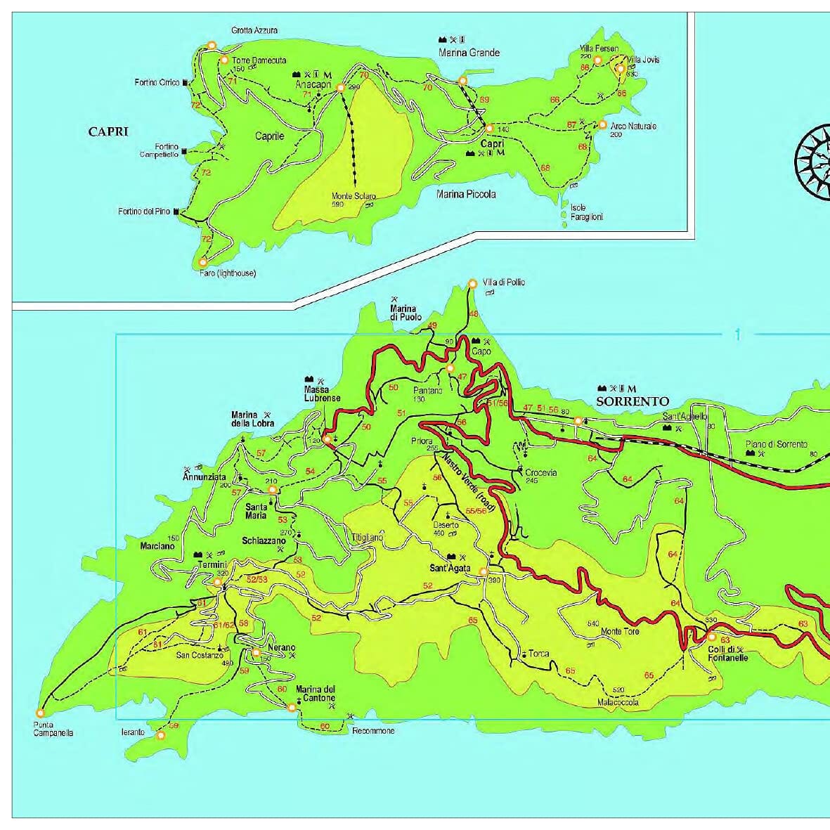 Guide de randonnées (en anglais) - Sorrento, Amalfi Coast & Capri | Sunflower guide de randonnée Sunflower 