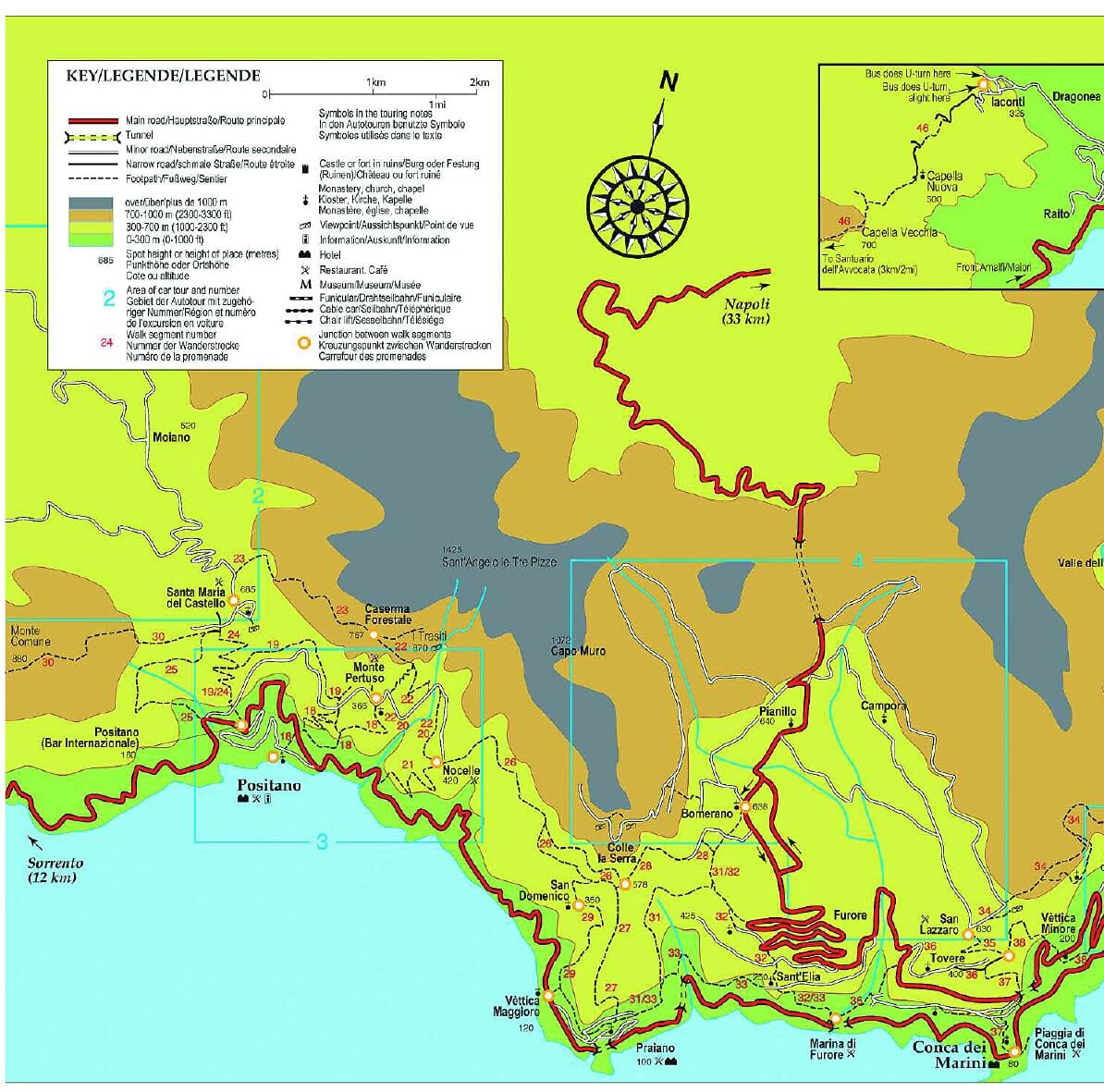 Guide de randonnées (en anglais) - Sorrento, Amalfi Coast & Capri | Sunflower guide de randonnée Sunflower 