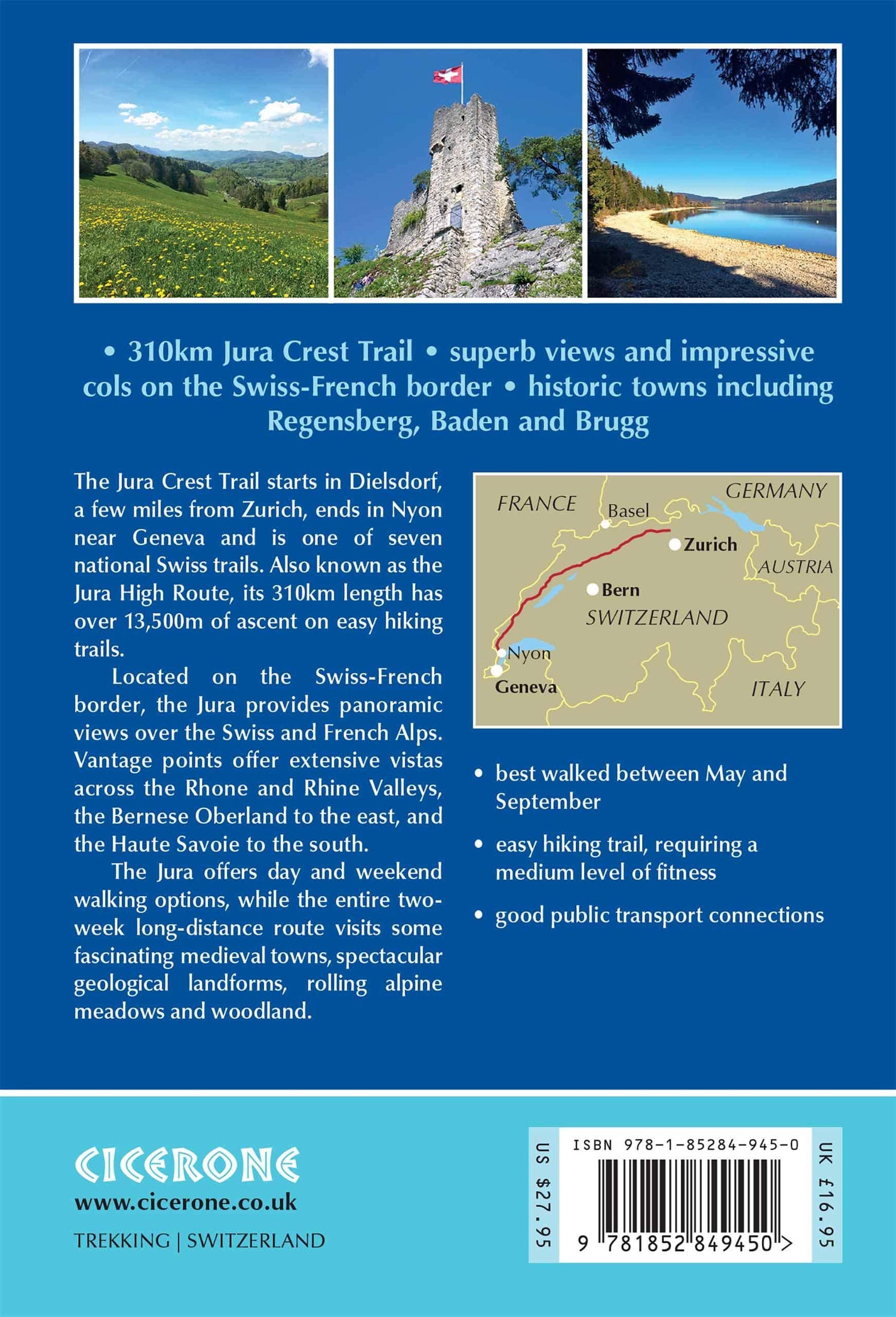 Guide de randonnées (en anglais) - Switzerland’s Jura crest trail trekking, Zurich to Geneva | Cicerone guide de randonnée Cicerone 