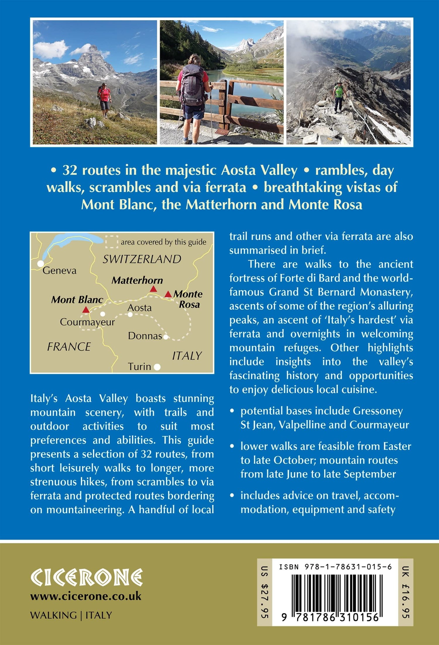 Guide de randonnées (en anglais) - The aosta valley | Cicerone guide de randonnée Cicerone 