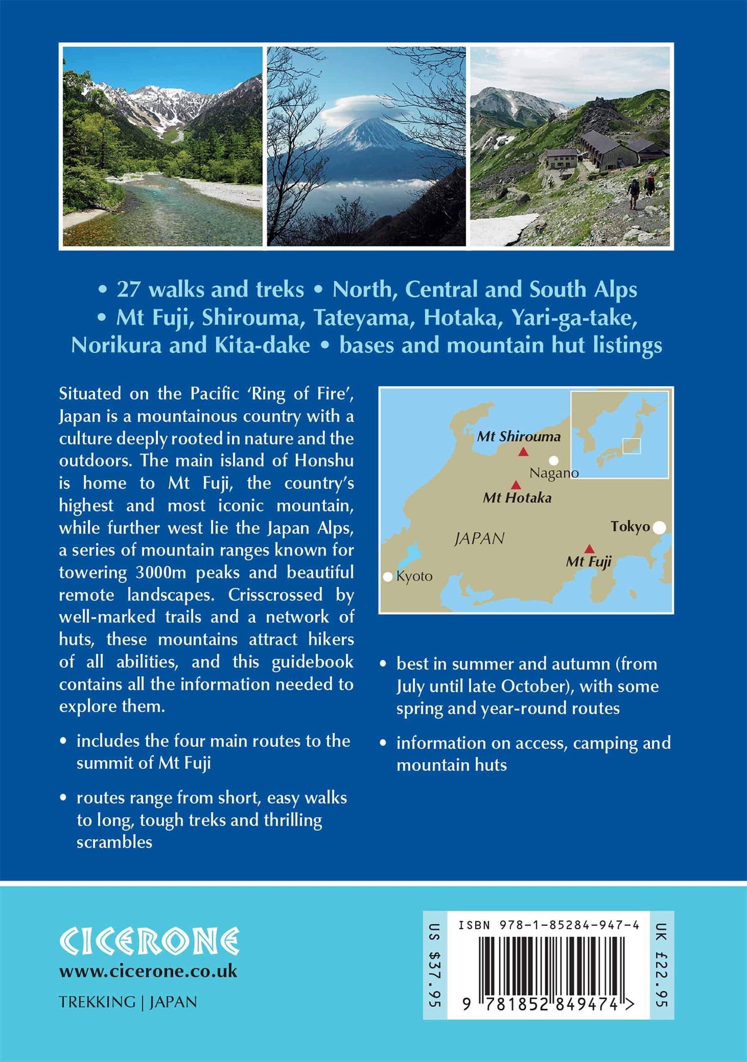 Guide de randonnées (en anglais) - The Japan Alps & Mount Fuji | Cicerone guide de randonnée Cicerone 