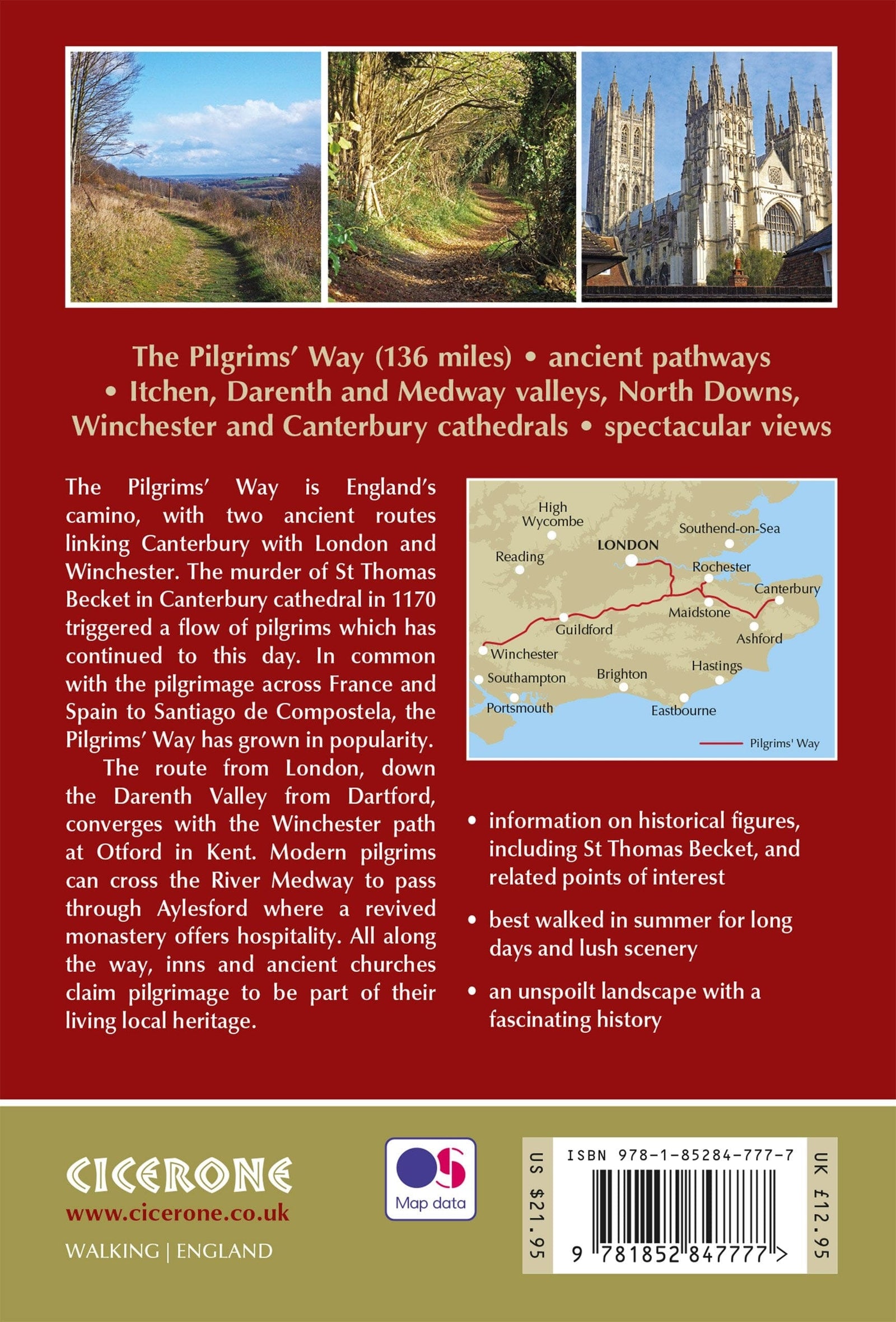 Guide de randonnées (en anglais) - The Pilgrims' Way to Canterbury from Winchester & London | Cicerone guide de randonnée Cicerone