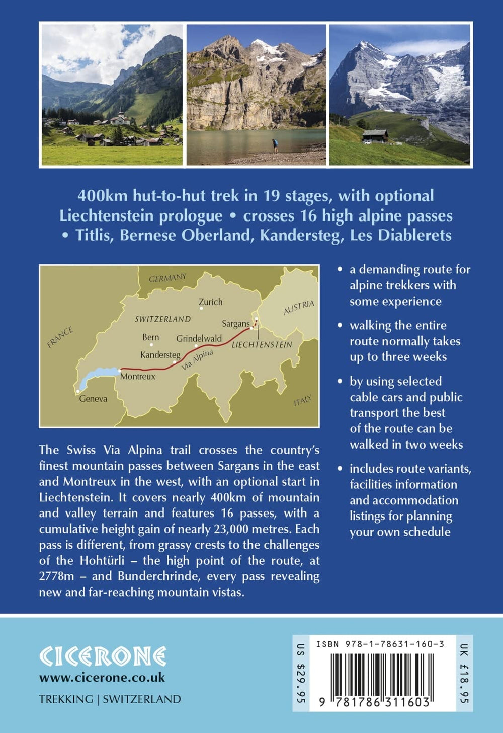 Guide de randonnées (en anglais) - The Swiss Alpine Pass Route - Via Alpina Route 1 | Cicerone guide de randonnée Cicerone 