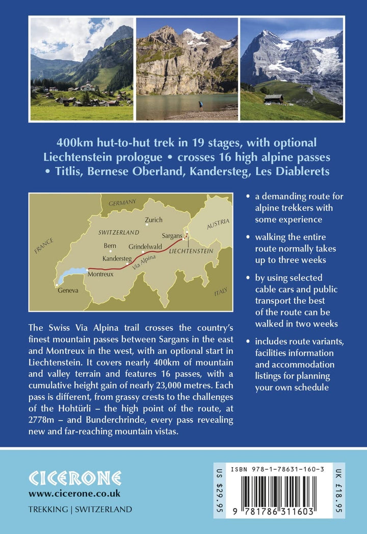 Guide de randonnées (en anglais) - The Swiss Alpine Pass Route - Via Alpina Route 1 | Cicerone guide de randonnée Cicerone 
