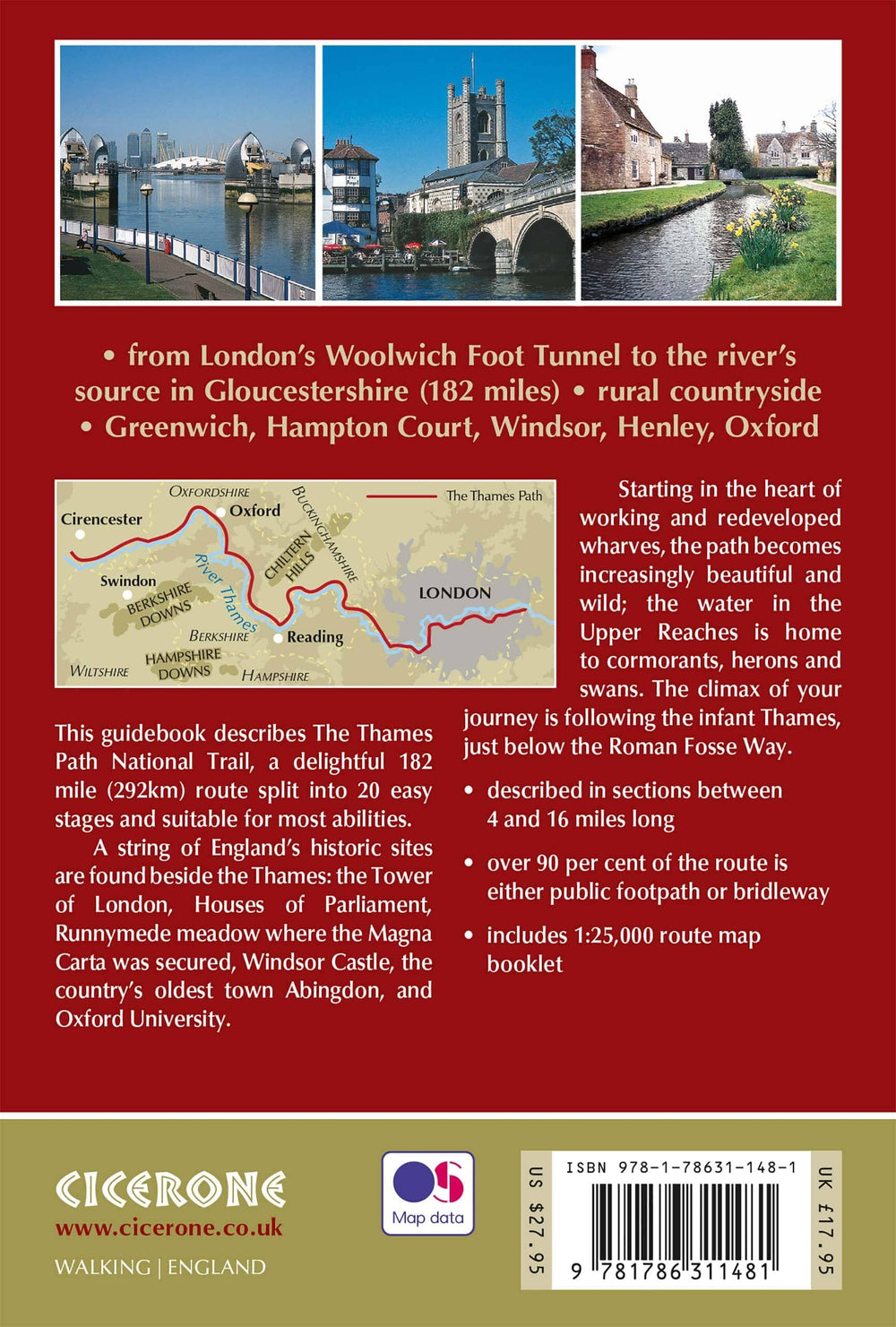 Guide de randonnées (en anglais) - The Thames Path | Cicerone guide de randonnée Cicerone 