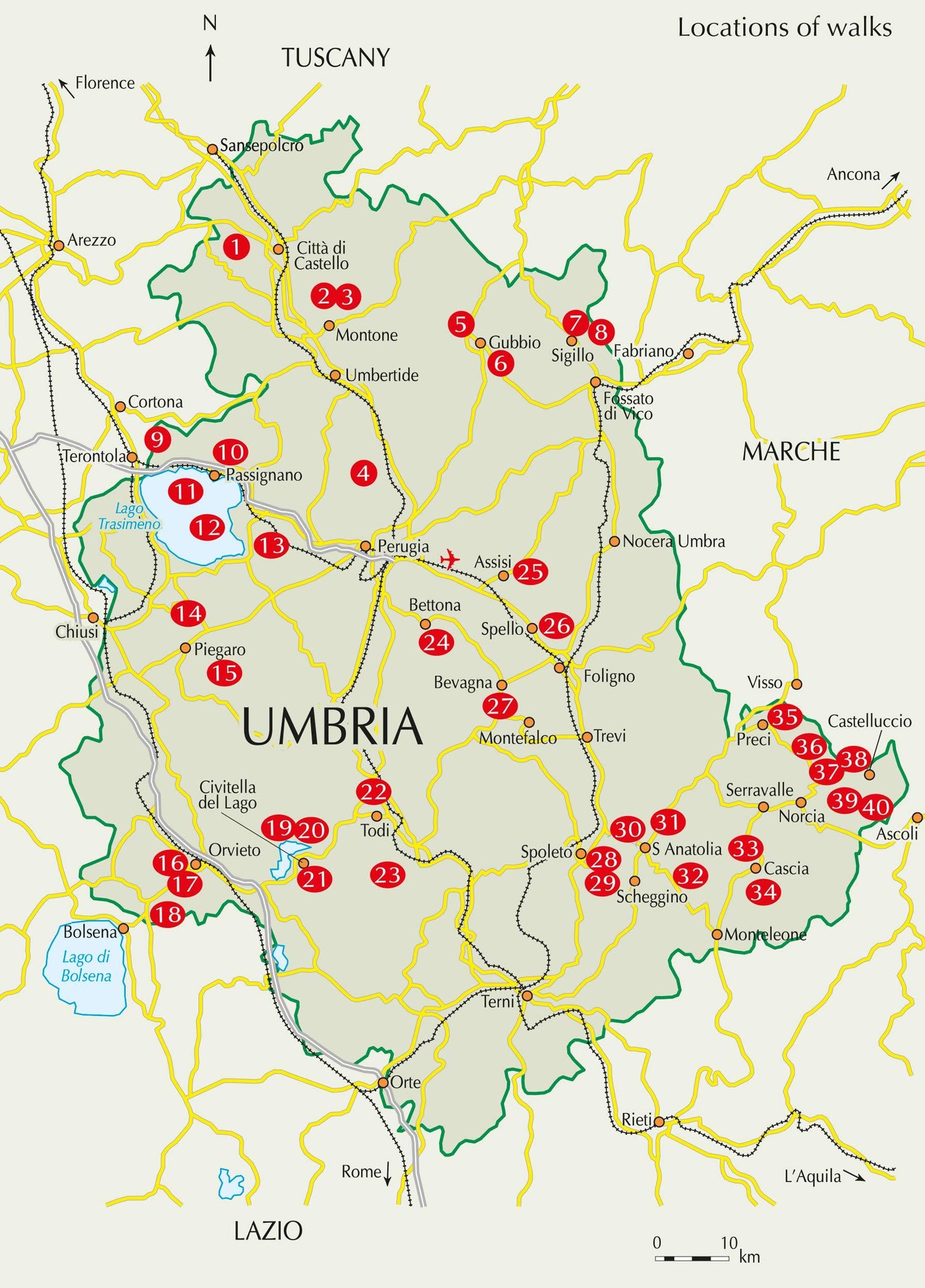 Guide de randonnées (en anglais) - Umbria, 40 walks | Cicerone guide de randonnée Cicerone 