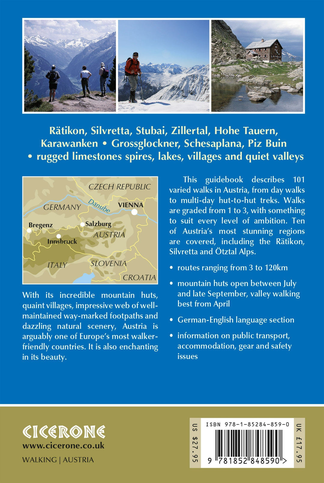 Guide de randonnées (en anglais) - Walking in Austria : 101 Routes - Day Walks, Multi-Day Treks and Classic Hut-to-Hut Tours | Cicerone guide de randonnée Cicerone 