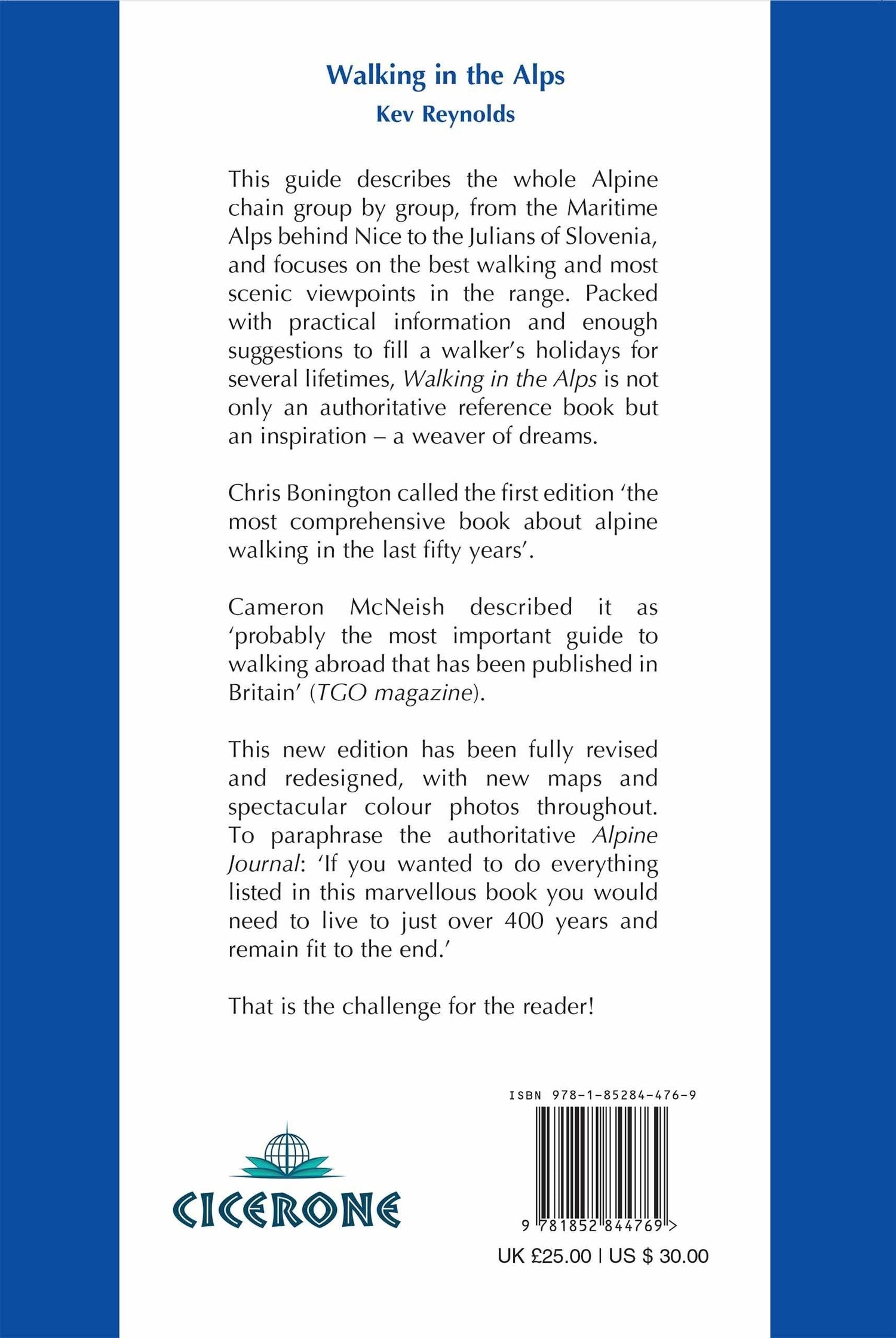 Guide de randonnées (en anglais) - Walking in the Alps | Cicerone guide de randonnée Cicerone 