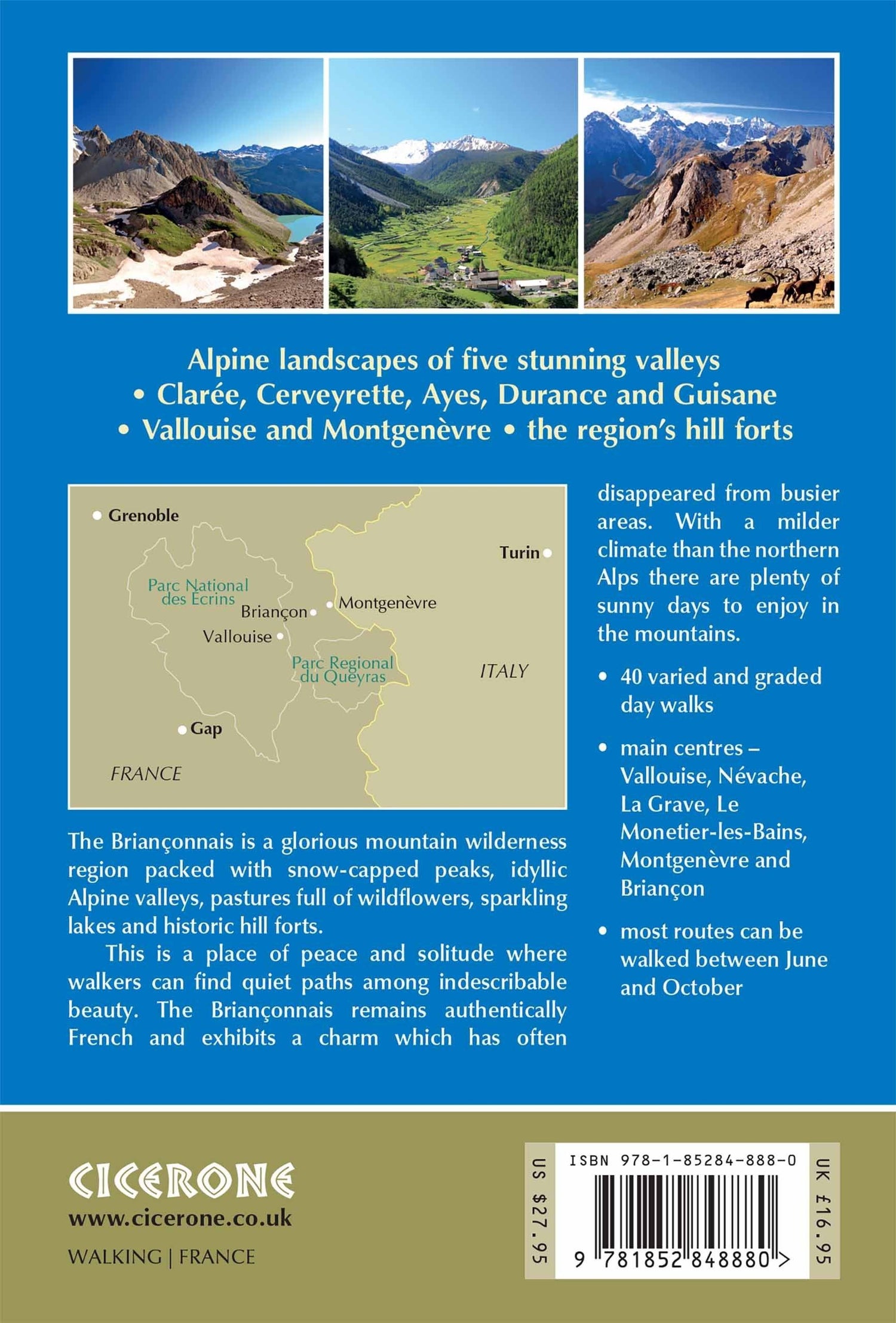Guide de randonnées (en anglais) - Walking in the Briançonnais :40 walking routes in the French Alps | Cicerone guide de randonnée Cicerone 