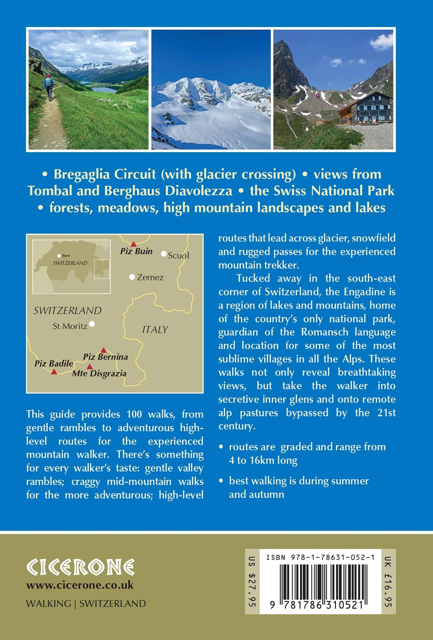 Guide de randonnées (en anglais) - Walking in the Engadine (Suisse) | Cicerone guide de randonnée Cicerone 