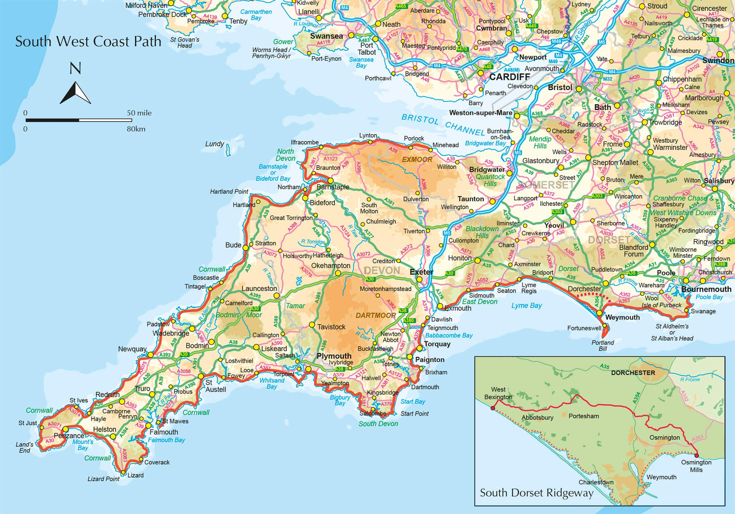 Guide de randonnées (en anglais) - Walking the South West Coast Path: National Trail from Minehead to South Haven Point | Cicerone guide de randonnée Cicerone 