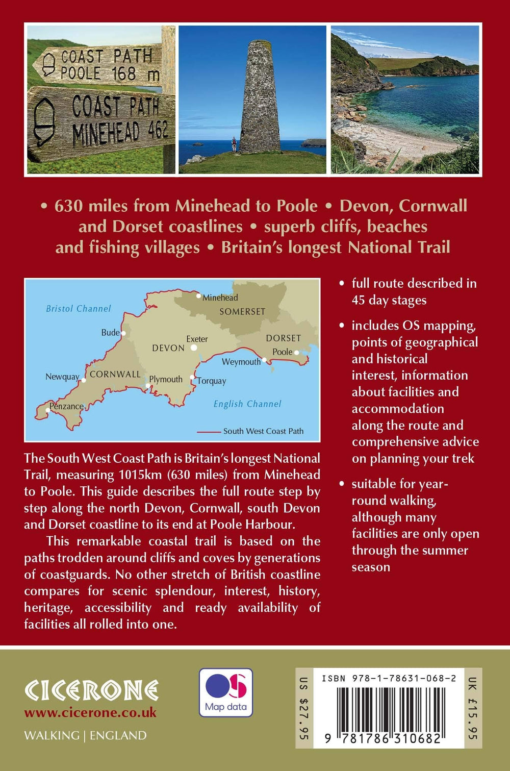 Guide de randonnées (en anglais) - Walking the South West Coast Path: National Trail from Minehead to South Haven Point | Cicerone guide de randonnée Cicerone 