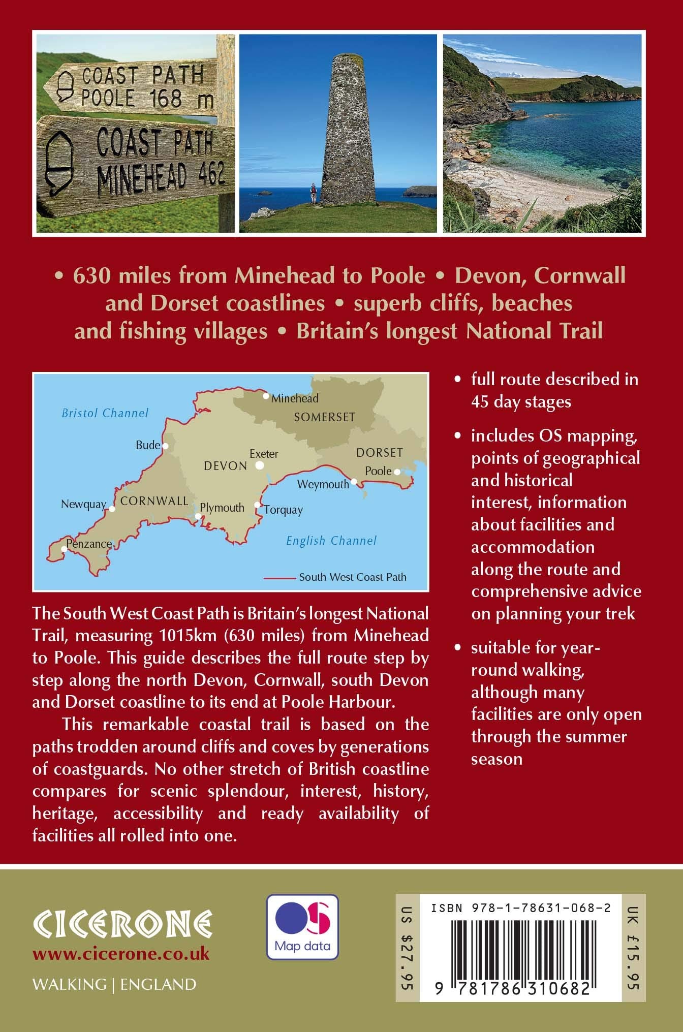 Guide de randonnées (en anglais) - Walking the South West Coast Path: National Trail from Minehead to South Haven Point | Cicerone guide de randonnée Cicerone 