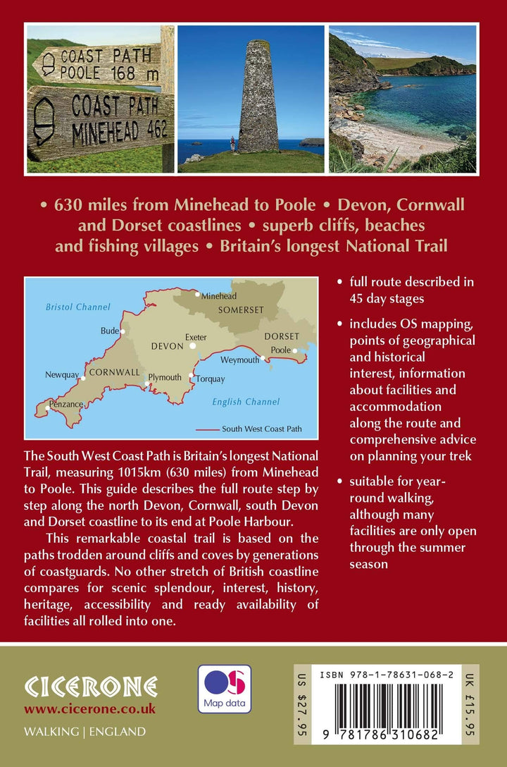 Guide de randonnées (en anglais) - Walking the South West Coast Path: National Trail from Minehead to South Haven Point | Cicerone guide de randonnée Cicerone 