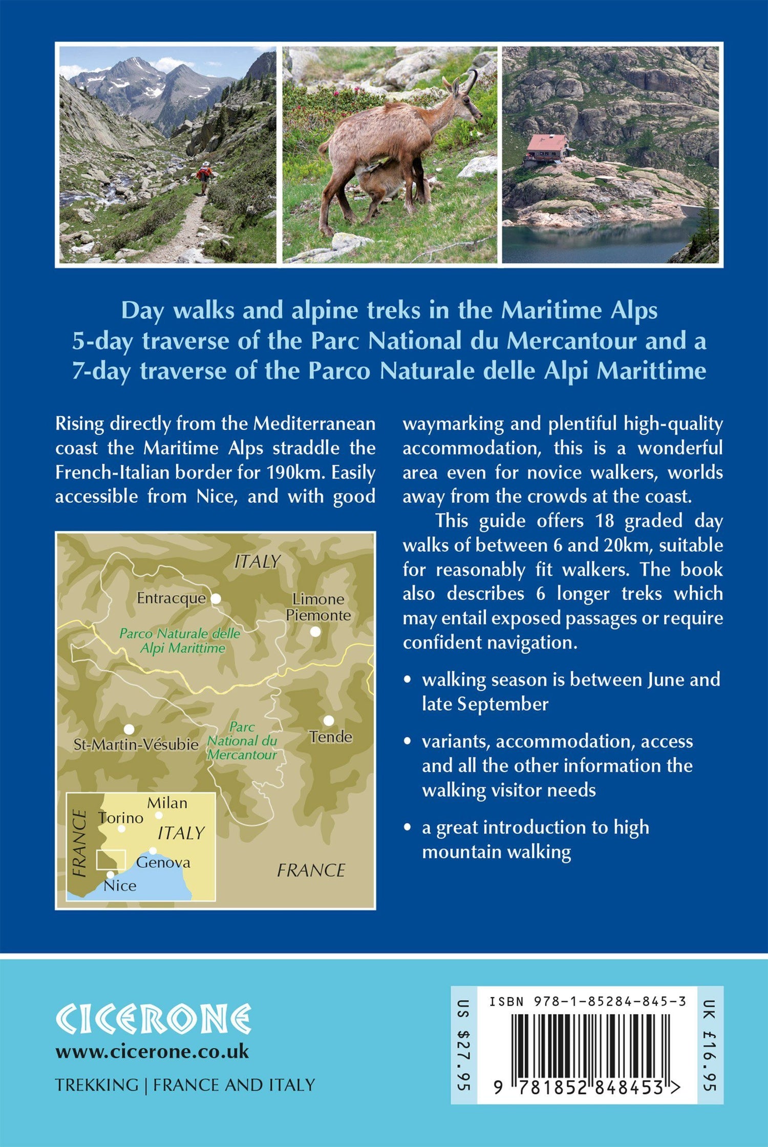 Guide de randonnées (en anglais) - Walks and Treks in the Maritime Alps: The Mercantour and Alpi Marittime Parks | Cicerone guide de randonnée Cicerone 