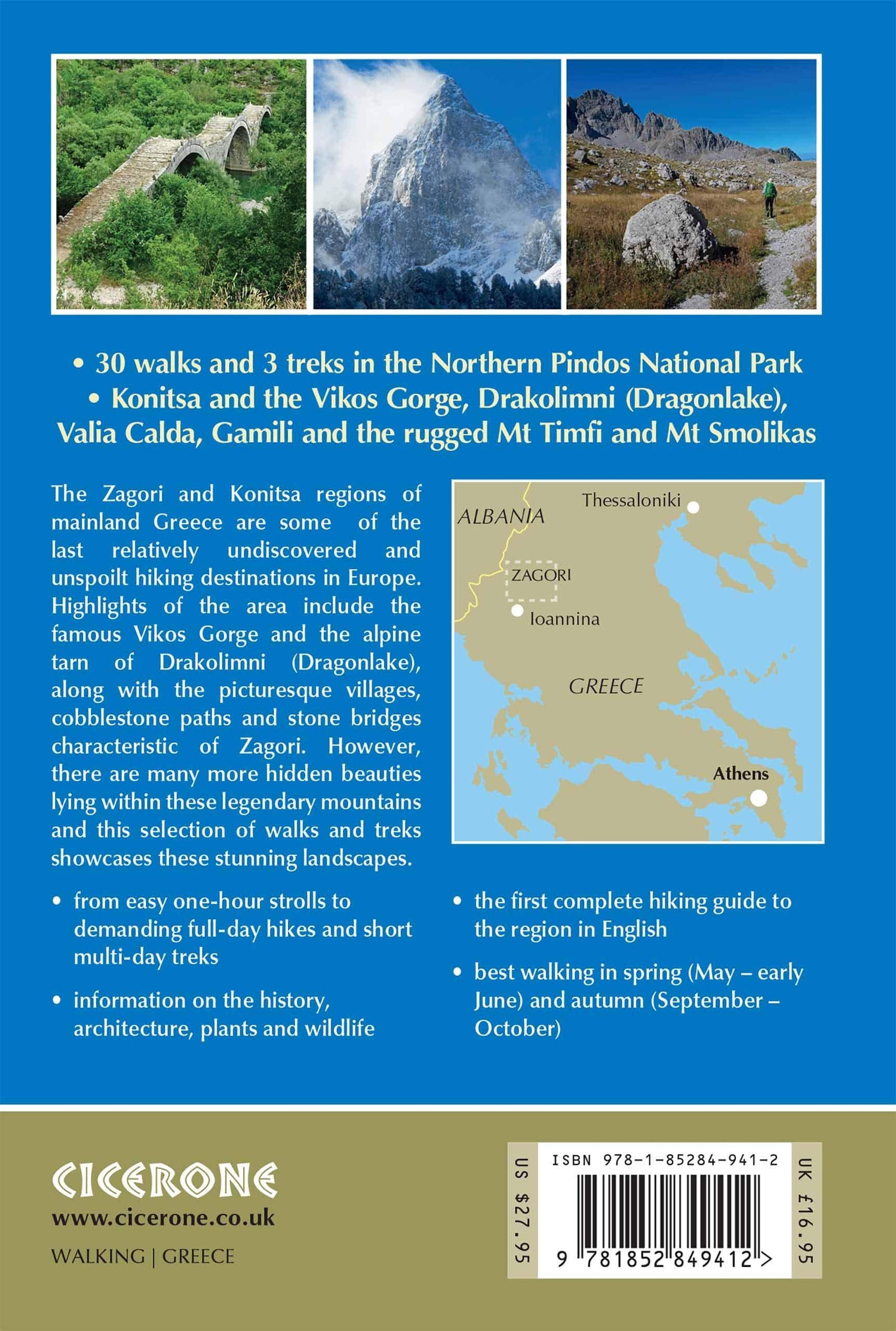 Guide de randonnées (en anglais) - Zagori, Walking routes in Greece's wild and beautiful northern Pindos mountains | Cicerone guide de randonnée Cicerone 