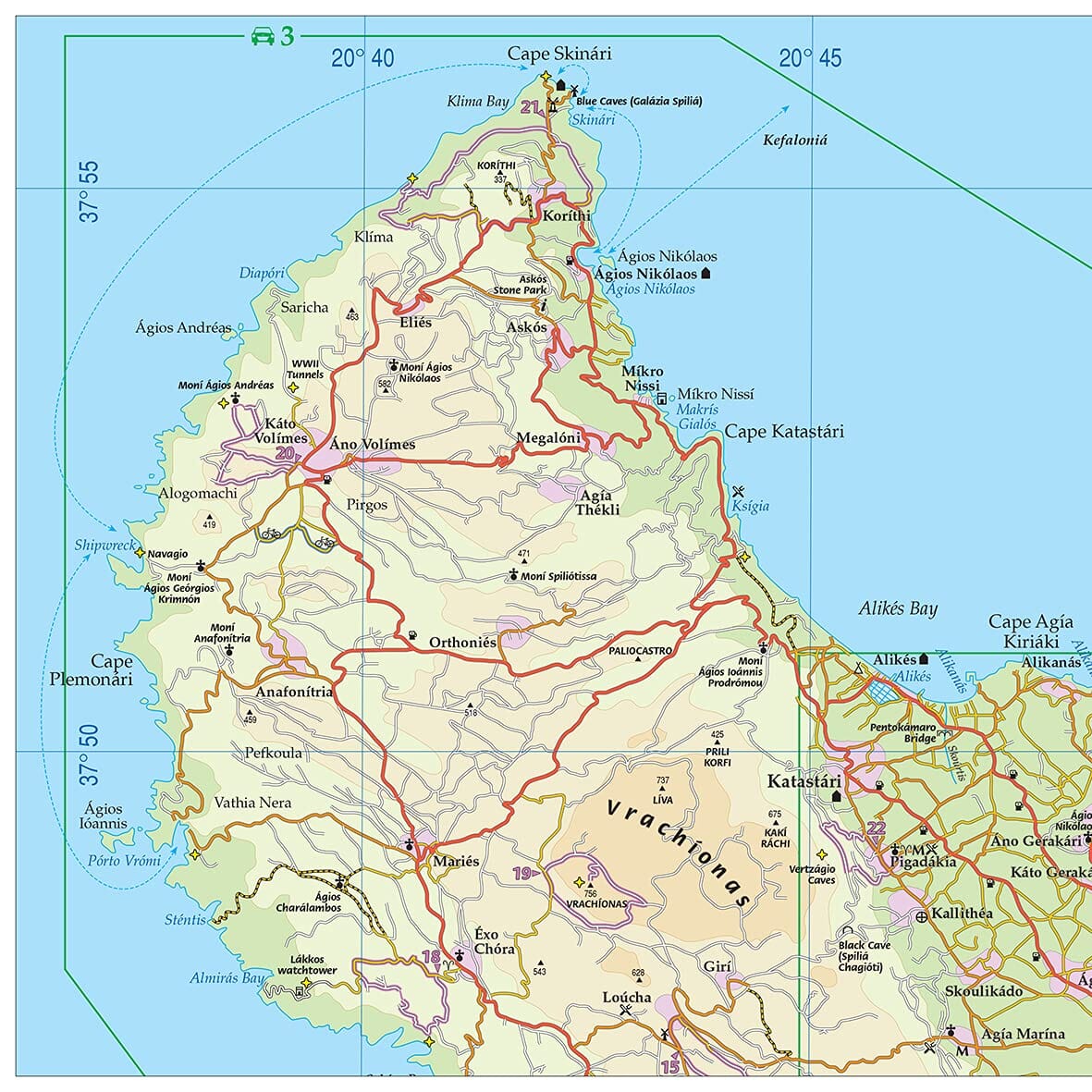 Guide de randonnées (en anglais) - Zakynthos - Complete guide with walks | Sunflower guide de randonnée Sunflower 