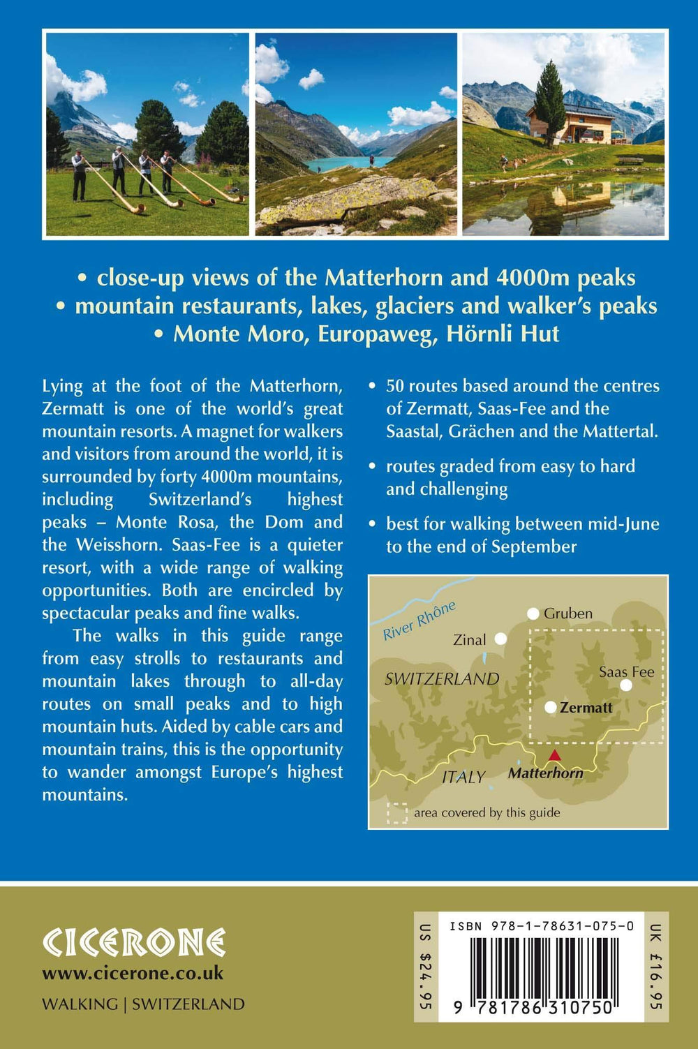 Guide de randonnées (en anglais) - Zermatt and Saas-Fee Walking | Cicerone guide de randonnée Cicerone 