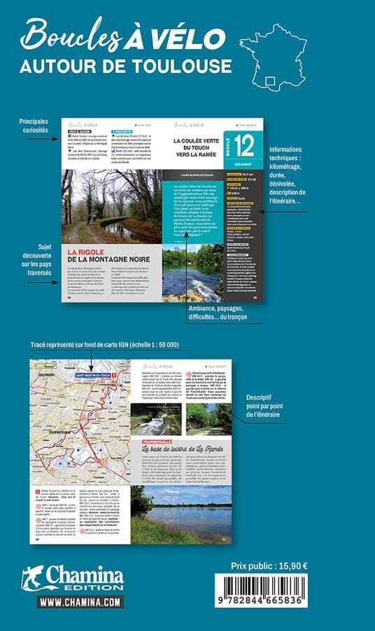 Guide vélo - Boucles à vélo autour de Toulouse | Chamina guide petit format Chamina 