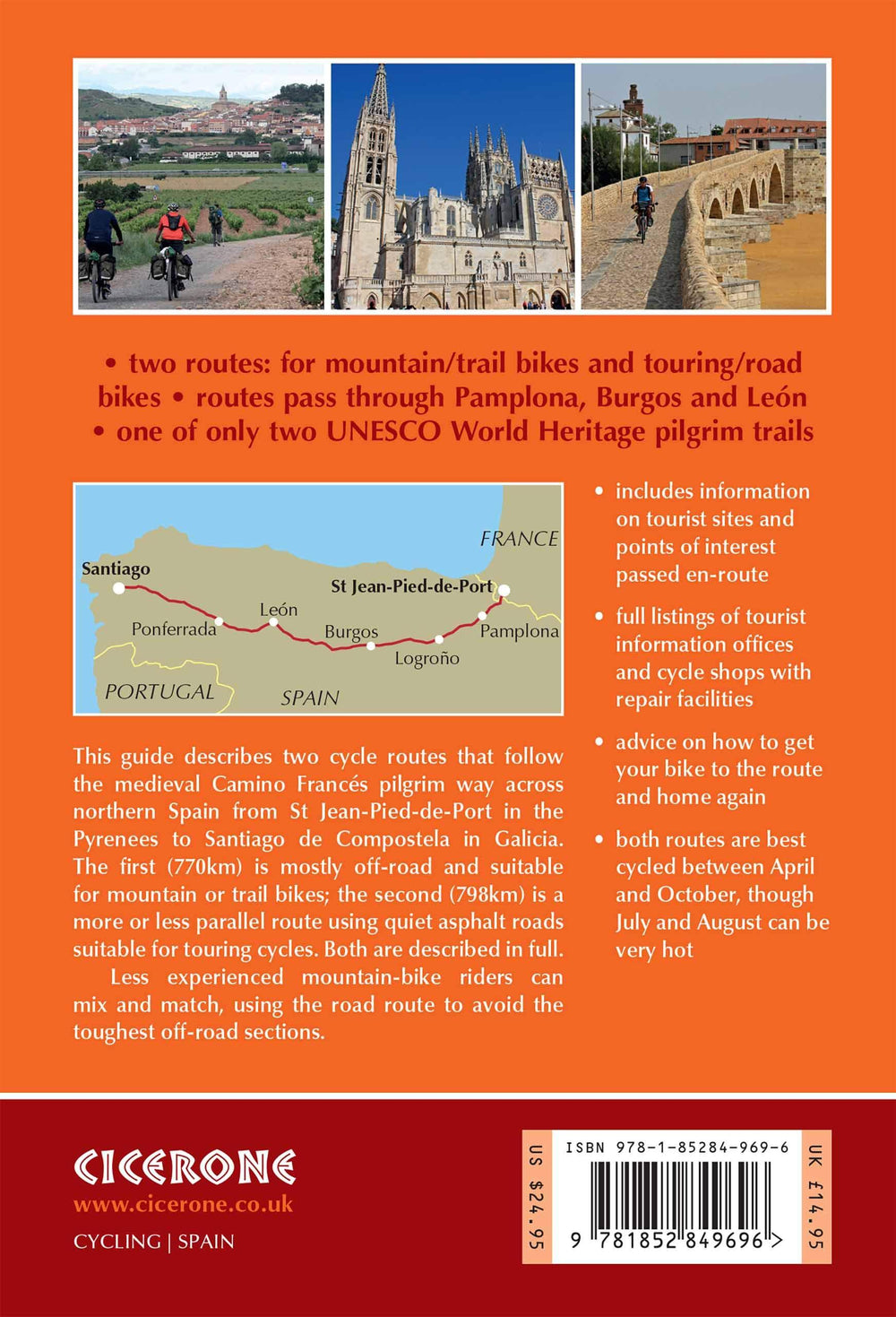 Guide vélo (en anglais) - Camino de Santiago, The way of St. James-Camino Frances | Cicerone guide vélo Cicerone 