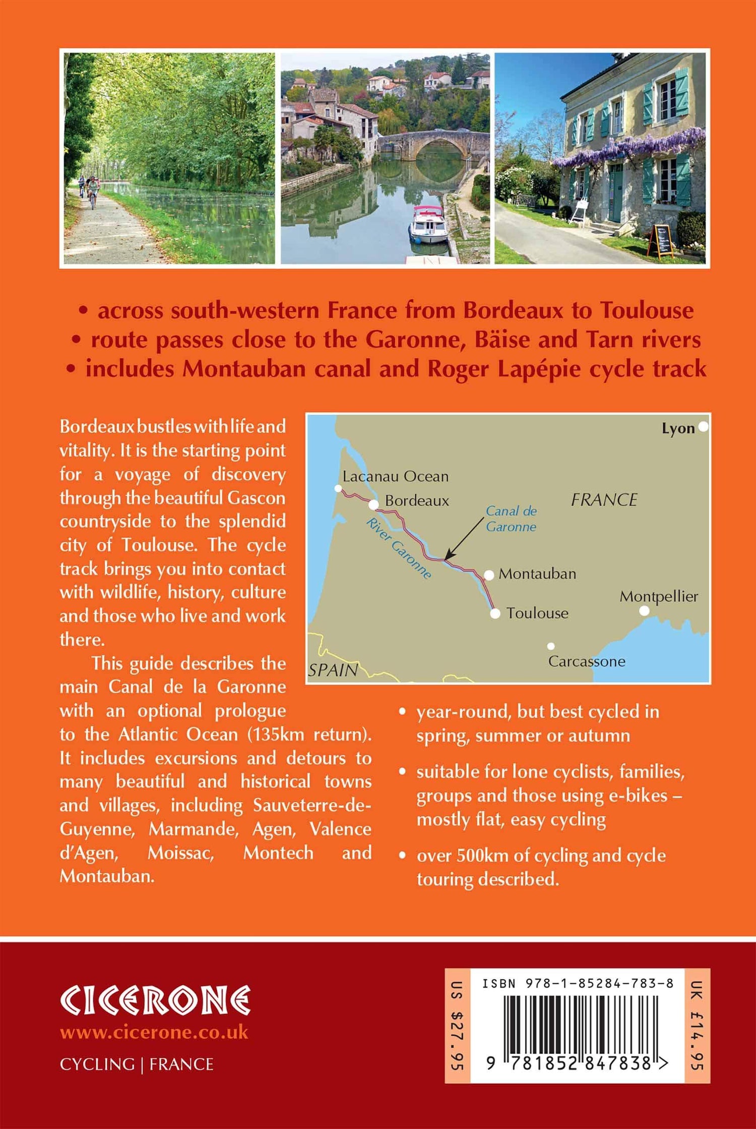 Guide vélo (en anglais) - Canal de Garonne, 300 km from Bordeaux to Toulouse | Cicerone guide cycliste Cicerone