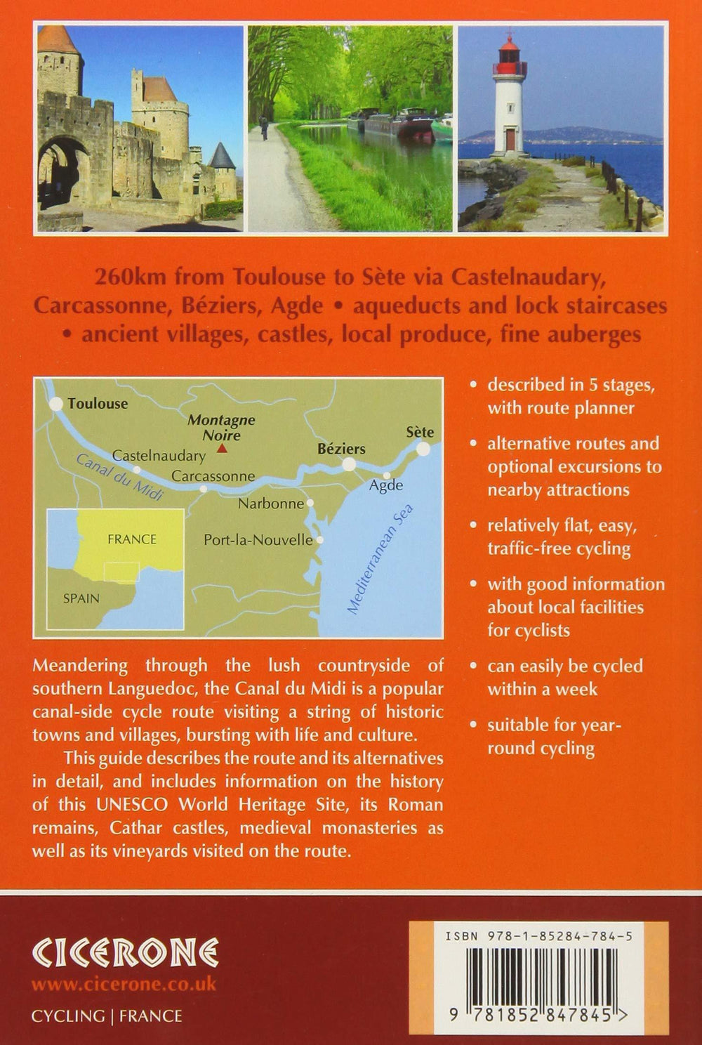 Guide vélo (en anglais) - Canal du Midi, Across Southern France from Toulouse to Sète | Cicerone guide vélo Cicerone 