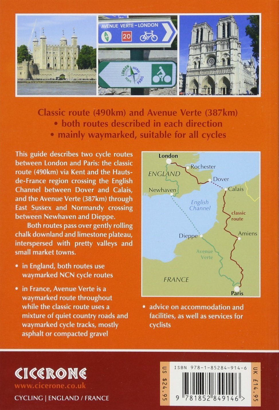 Guide vélo (en anglais) - Cycling London to Paris : The classic Dover/Calais route and the Avenue Verte | Cicerone guide vélo Cicerone 