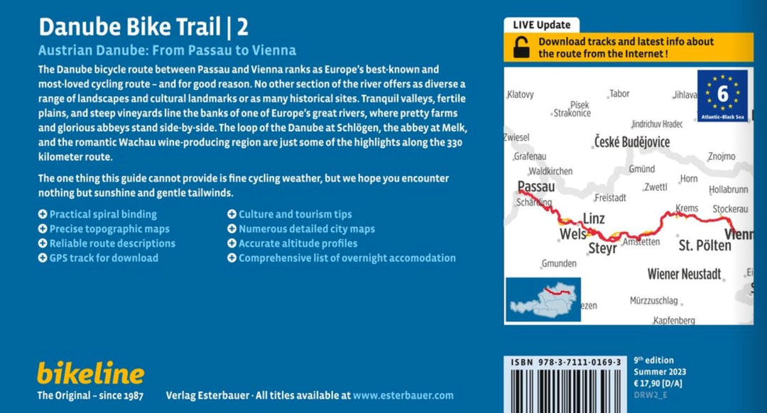 Guide vélo (en anglais) - Danube Bike Trail 2, Passau to Vienna | Bikeline guide vélo Bikeline 