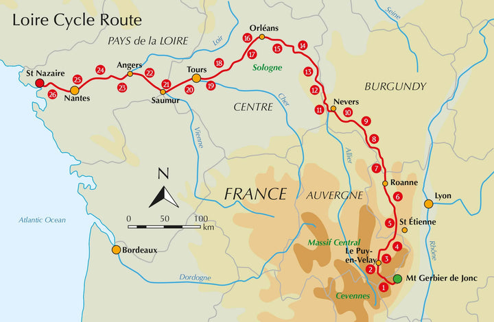Guide vélo (en anglais) - Loire cycling route, from the source in Massif Central to the Atlantic coast | Cicerone guide de conversation Cicerone 