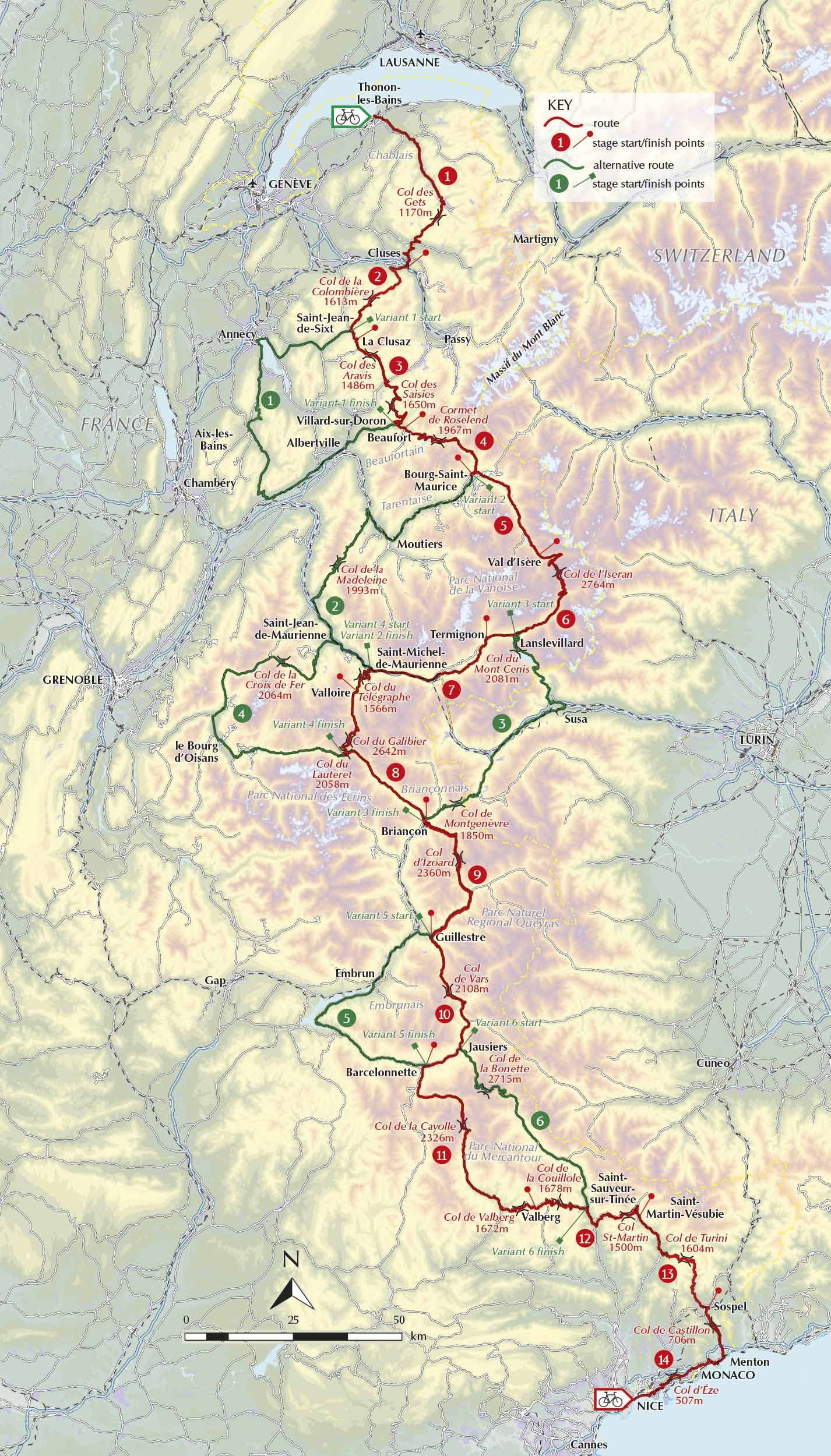 Guide vélo (en anglais) - Route des Grandes Alpes | Cicerone guide cycliste Cicerone