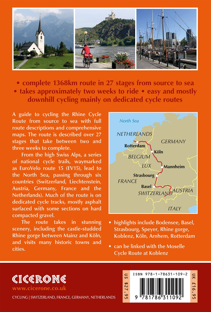 Guide vélo (en anglais) - The Rhine Cycle Route | Cicerone guide vélo Cicerone 