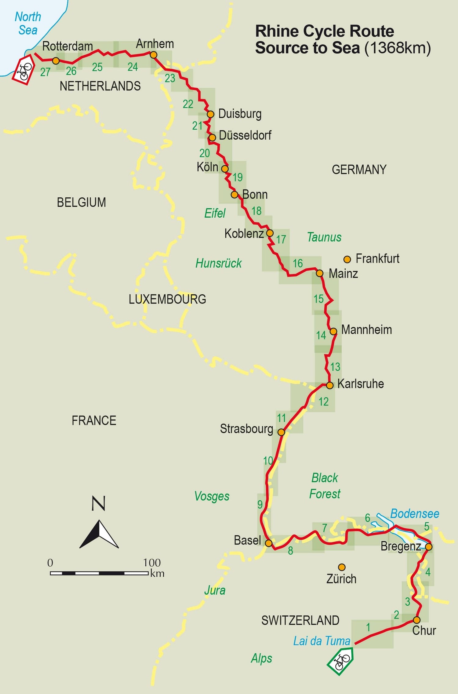 Guide vélo (en anglais) - The Rhine Cycle Route | Cicerone guide cycliste Cicerone