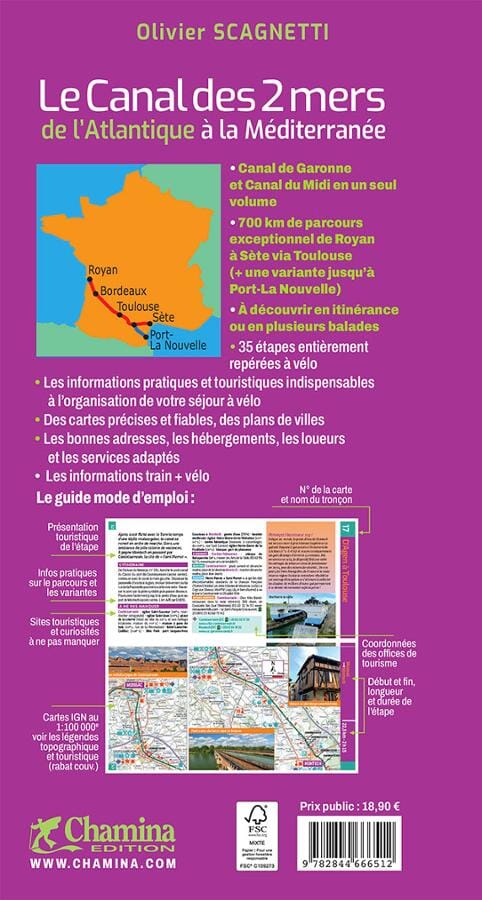 Guide vélo - Le Canal des 2 mers, de l'Atlantique à la Méditerranée | Chamina guide petit format Chamina 