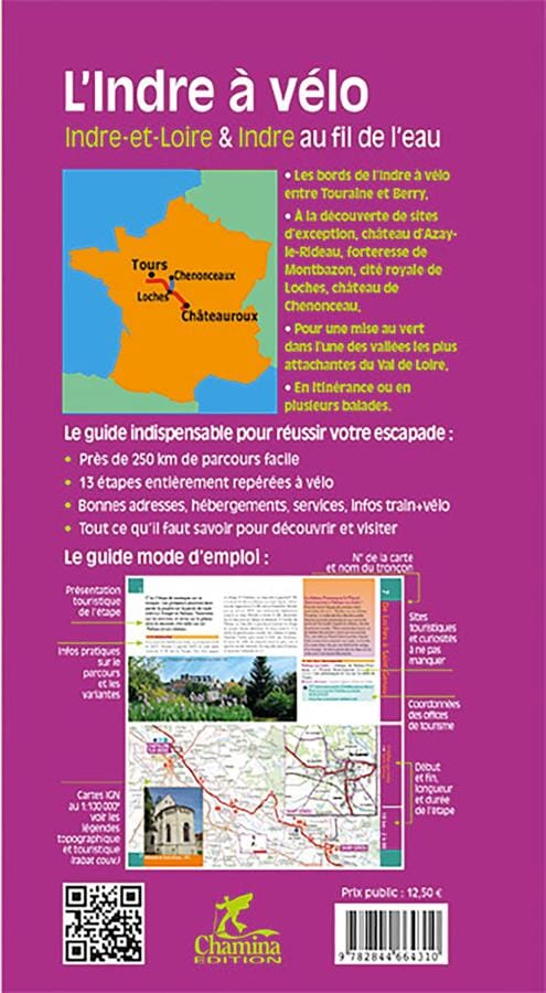 Guide vélo - Les rives de l'Indre (Indre-et-Loire & Indre au fil de l'eau) | Chamina guide petit format Chamina 