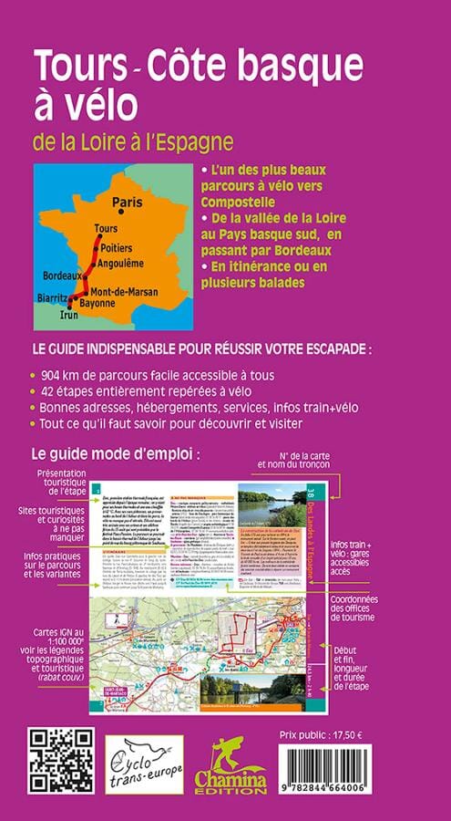 Guide vélo - Tours - Côte basque (Eurovelo 3 ou variantes) | Chamina guide petit format Chamina 