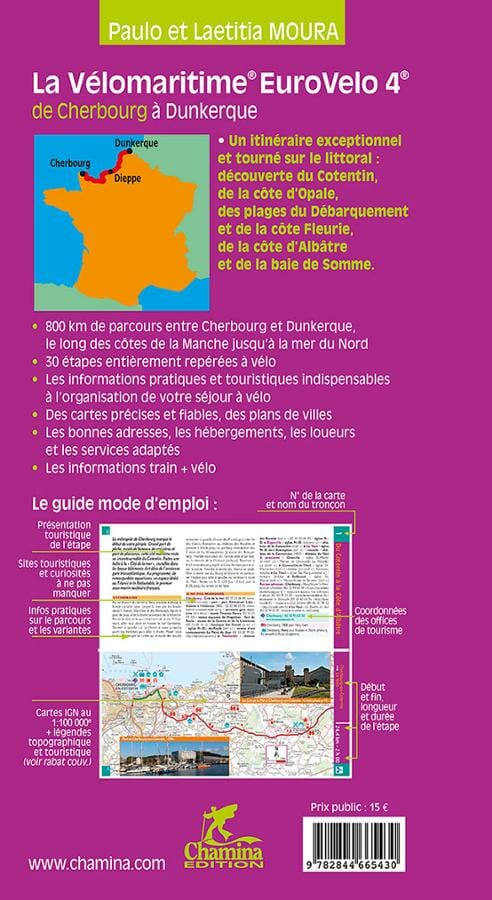 Guide vélo - Vélomaritime : Eurovélo 4, Cherbourg à Dunkerque | Chamina guide petit format Chamina 