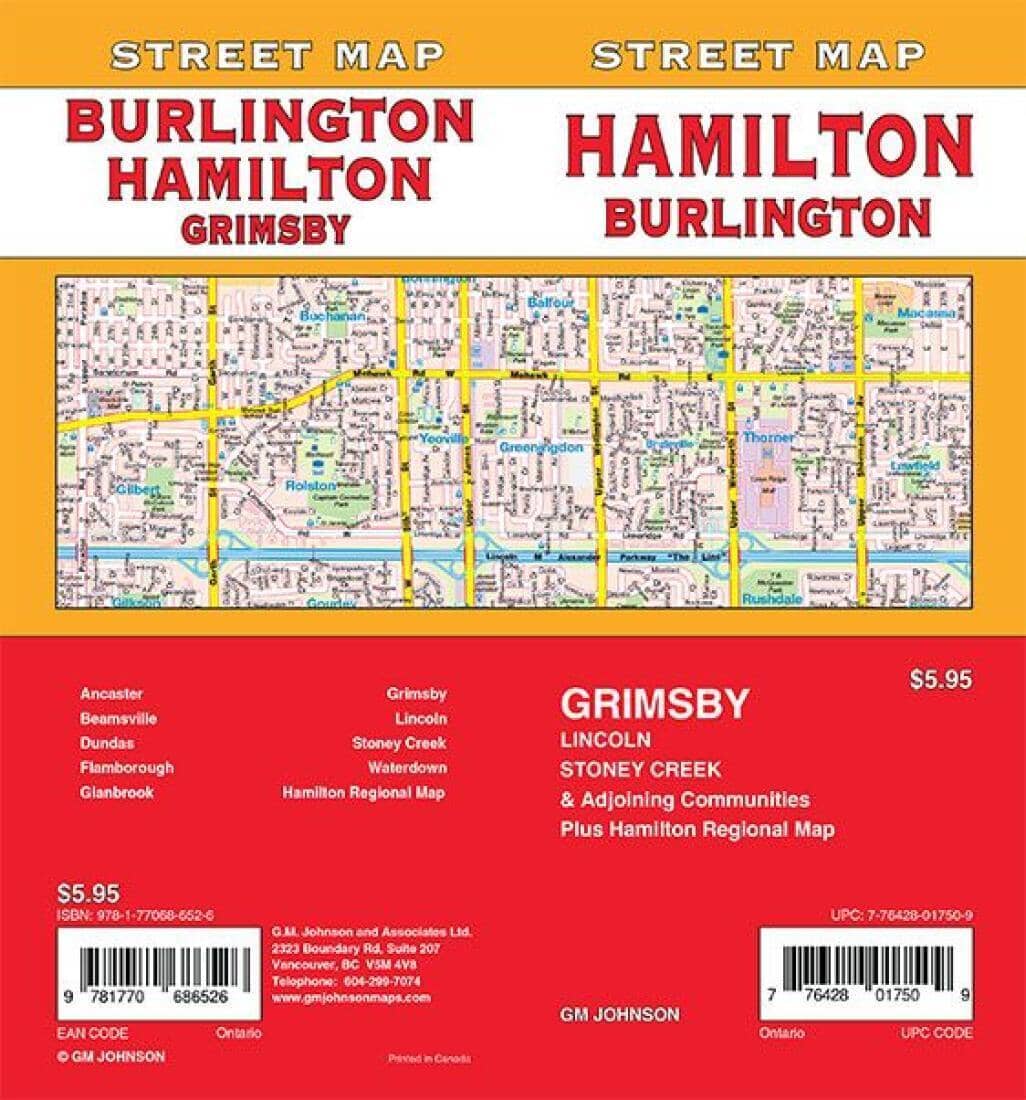Hamilton / Burlington / Grimsby - Carte routière de l'Ontario | GM Johnson plan de ville GM Johnson Default Title