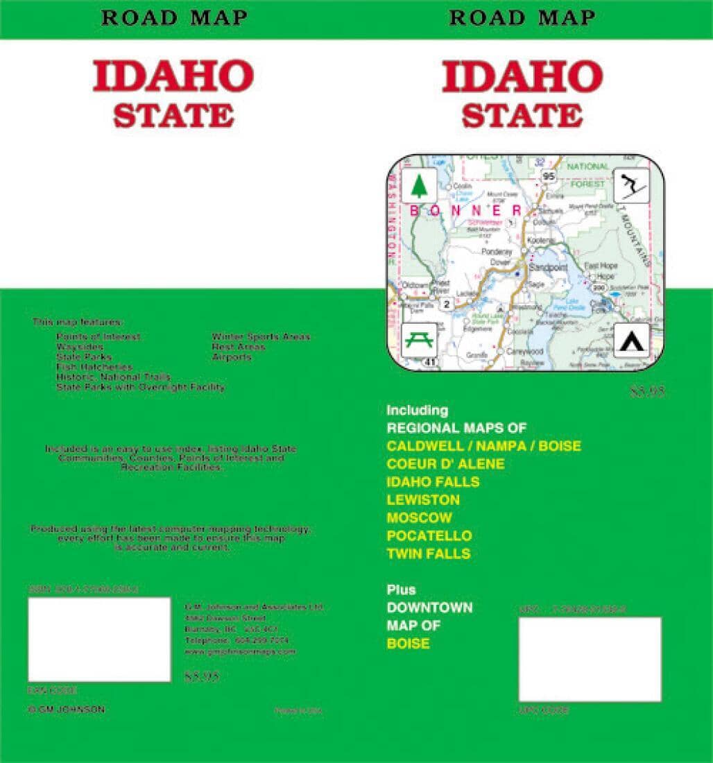 Idaho - Feuille de route | GM Johnson carte routière GM Johnson Default Title