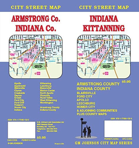 Indiana / Kittanning & Comtés d'Indiana & Armstrong | GM Johnson carte routière GM Johnson