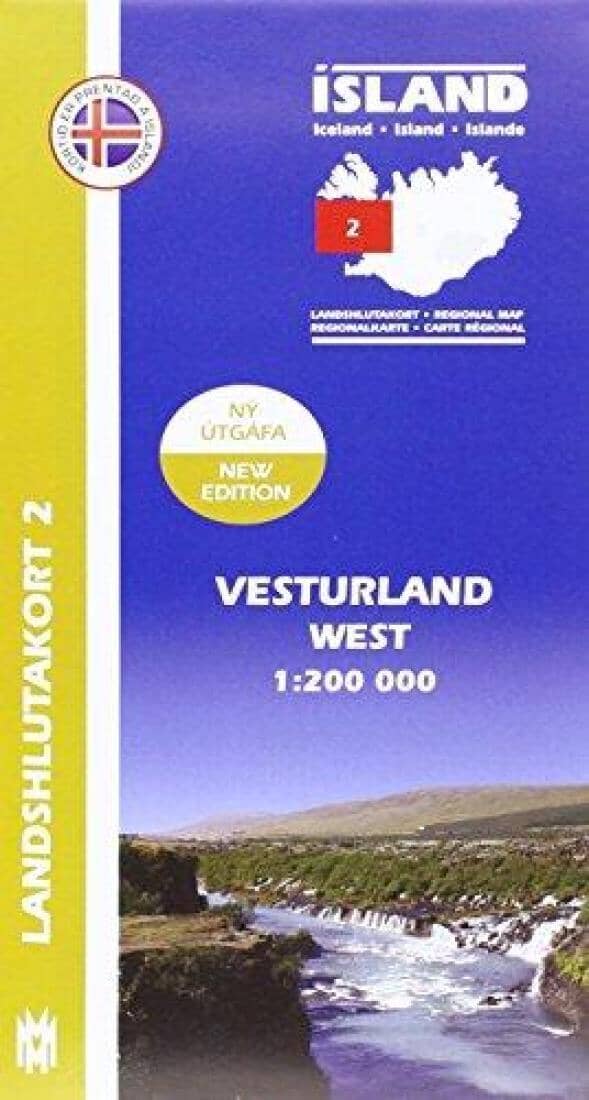 Islande occidentale - Carte régionale 2 - 1:200,000 | Mal og menning carte routière Mal og menning Default Title