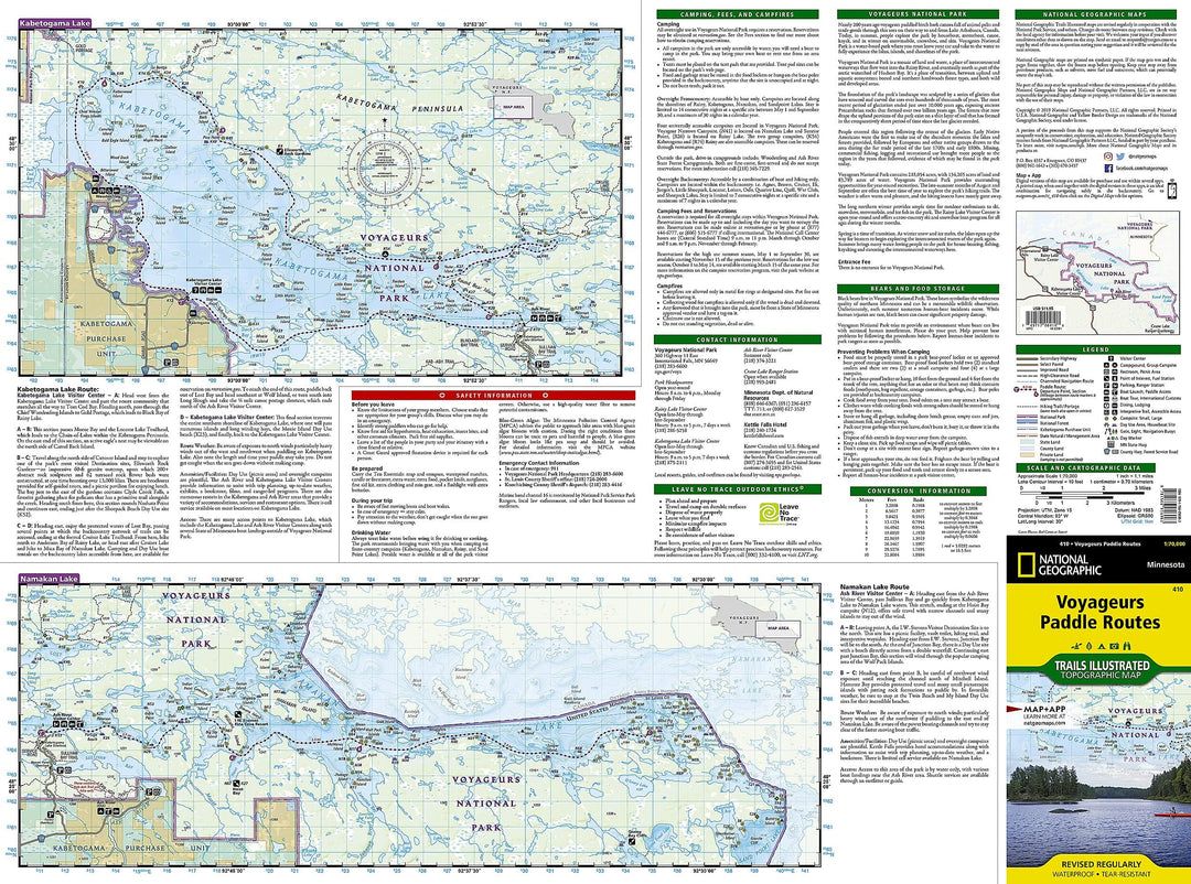 Itinéraires de pagaie - Voyageurs National Park (Minnesota) | National Geographic carte pliée National Geographic 