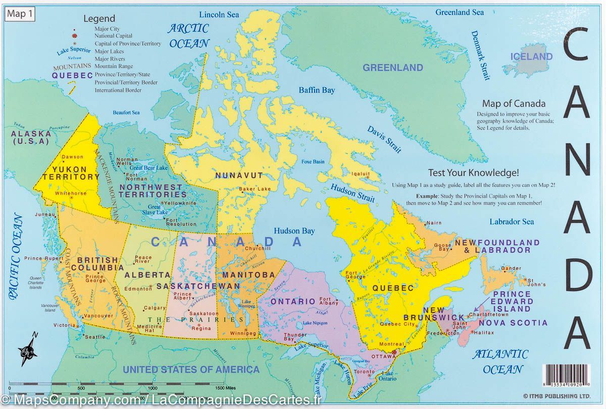 Jeu de 2 cartes éducatives (en anglais) - Canada | ITM carte routière ITM