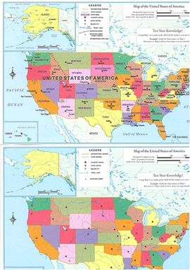 Jeu de 2 cartes éducatives (en anglais) - USA | ITM carte pliée ITM 