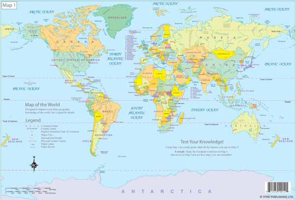 Jeu de 2 cartes éducatives (en anglais) - World | ITM carte pliée ITM 