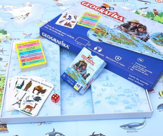 Jeu éducatif - Geografika : Explore Le Monde (Carte du monde pour enfants 6 ans et +) | Unik Play puzzle Geotoys 