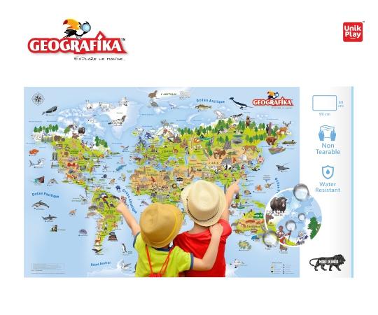 Jeu éducatif - Geografika : Explore Le Monde (Carte du monde pour enfants 6 ans et +) | Unik Play puzzle Geotoys 
