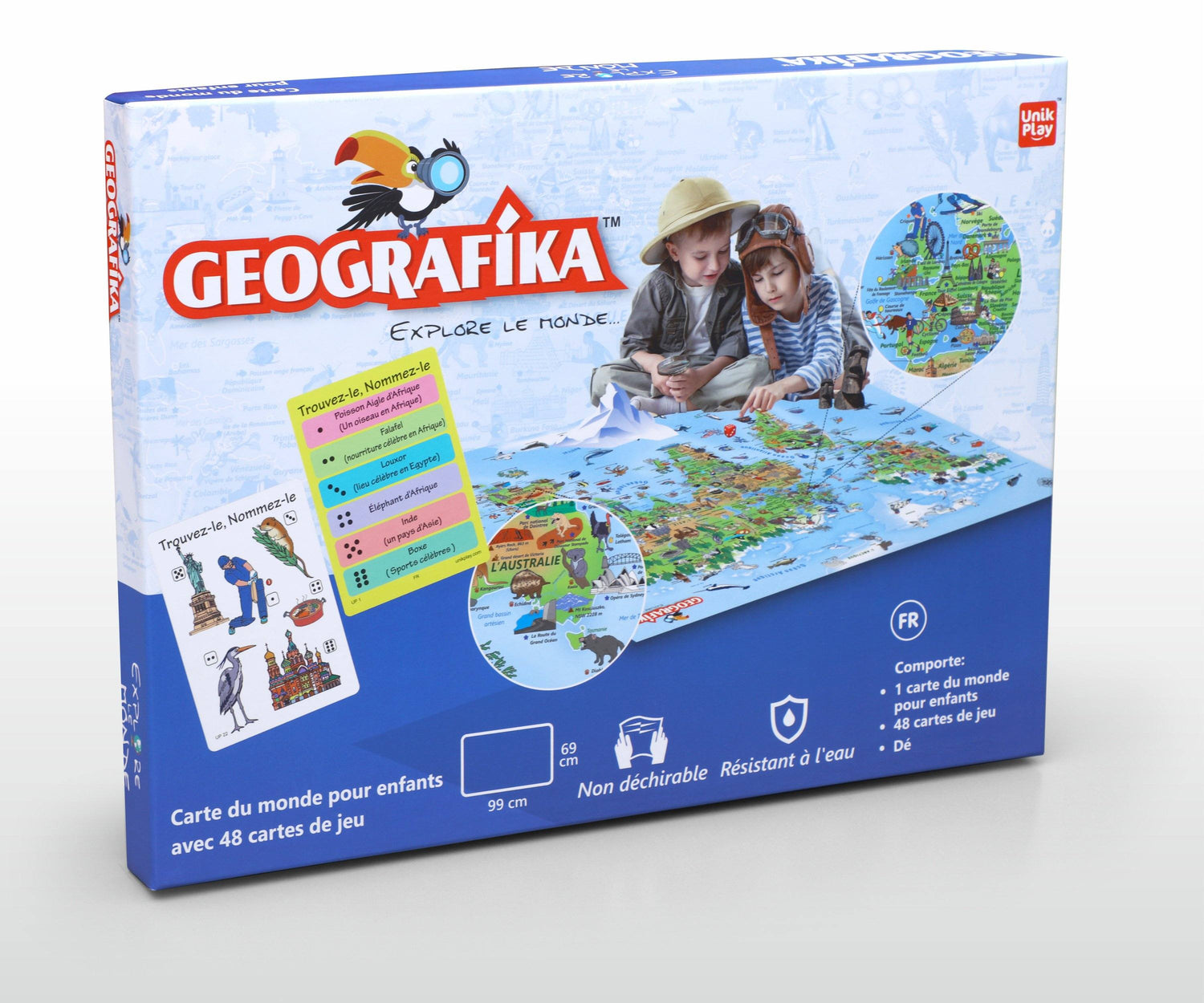 Jeu éducatif - Geografika : Explore Le Monde (Carte du monde pour enfants 6 ans et +) | Unik Play jeu Geotoys